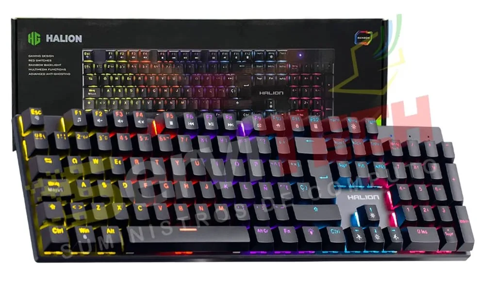 TECLADO HALION MECANICO KM203 COMANCHE 105 TECLAS RAINBOW RED SWITCH